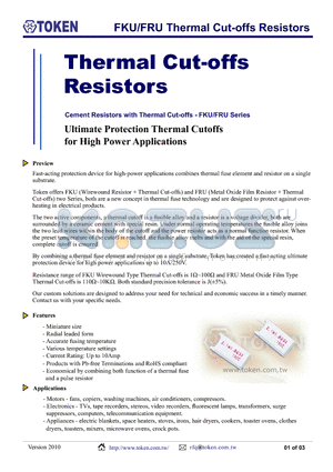 FRU5MC100RKP datasheet - FKU/FRU Thermal Cut-offs Resistors