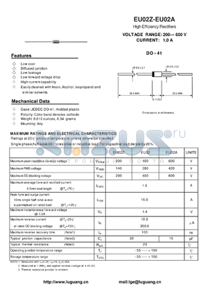 EU02A datasheet - High Efficiency Rectifiers