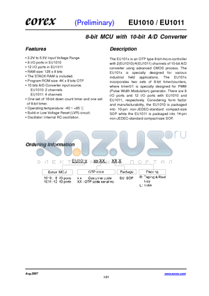 EU1010-XX-SUR datasheet - 8-bit MCU with 10-bit A/D Converter