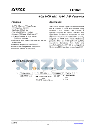 EU1020-XX-SUR datasheet - 8-bit MCU with 10-bit A/D Converter