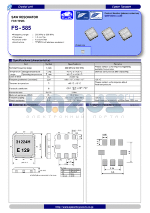 FS-585 datasheet - SAW RESONATOR FOR TPMS