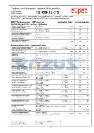 FS100R12KT3_04 datasheet - EconoPACK3 with fast trench/fieldstop IGBT3 and EmCon High Efficiency diode