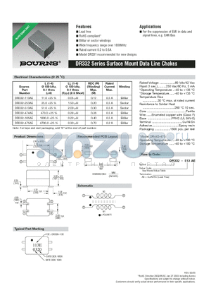 DR332-253AE datasheet - Surface Mount Data Line Chokes