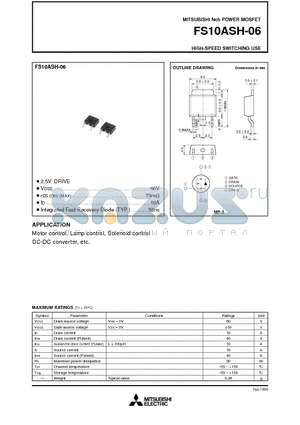 FS10ASH-06 datasheet - HIGH-SPEED SWITCHING USE