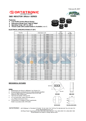 DR333-1-102 datasheet - SMD INDUCTOR