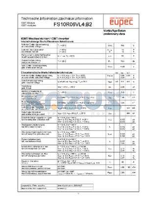 FS10R06VL4B2 datasheet - IGBT-Module IGBT-modules