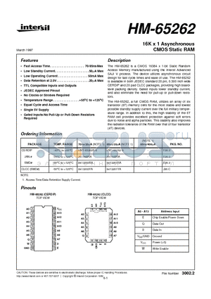 8413201YA datasheet - 16K x 1 Asynchronous CMOS Static RAM