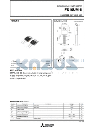 FS10UM-6 datasheet - Nch POWER MOSFET HIGH-SPEED SWITCHING USE