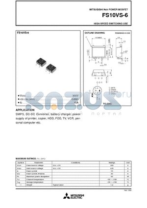 FS10VS-6 datasheet - HIGH-SPEED SWITCHING USE