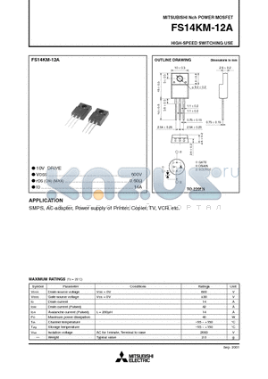 FS14KM-12A datasheet - HIGH-SPEED SWITCHING USE