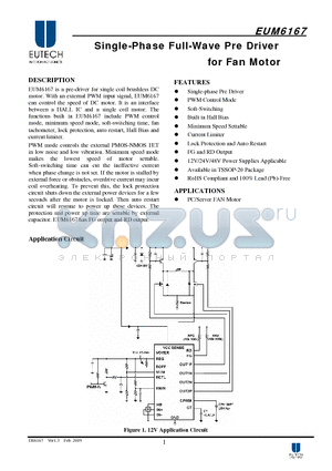 EUM6167 datasheet - Single-Phase Full-Wave Pre Driver for Fan Motor