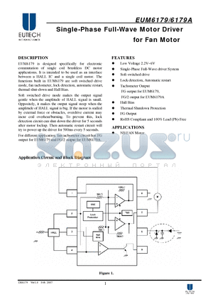 EUM6179MIR1 datasheet - Single-Phase Full-Wave Motor Driver for Fan Motor