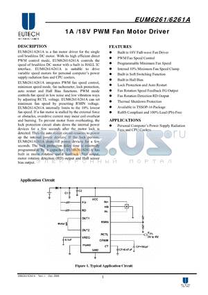 EUM6261 datasheet - 1A /18V PWM Fan Motor Driver