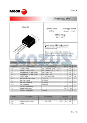 FS1610BH00TU datasheet - STANDARD SCR