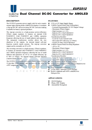 EUP2512 datasheet - Dual Channel DC-DC Converter for AMOLED