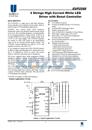 EUP2588 datasheet - 4 Strings High Current White LED Driver with Boost Controller