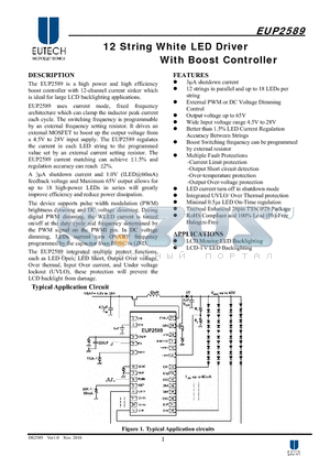 EUP2589 datasheet - 12 String White LED Driver With Boost Controller