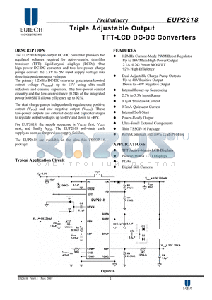 EUP2618QIR1 datasheet - Triple Adjustable Output TFT-LCD DC-DC Converters