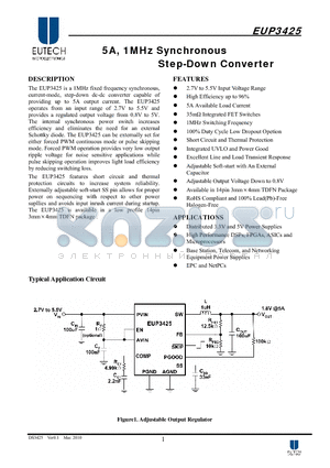 EUP3425 datasheet - 5A, 1MHz Synchronous Step-Down Converter