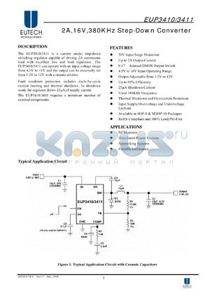 EUP3411 datasheet - 2A,16V,380KHz Step-Down Converter