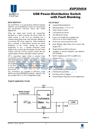 EUP3545 datasheet - USB Power-Distribution Switch with Fault Blanking