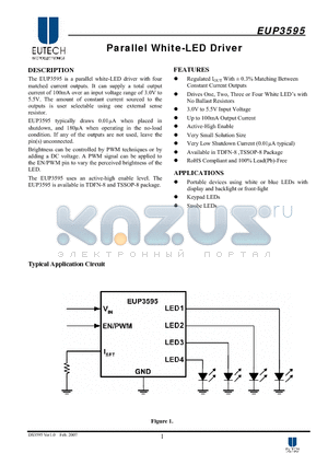 EUP3595QIR1 datasheet - Parallel White-LED Driver