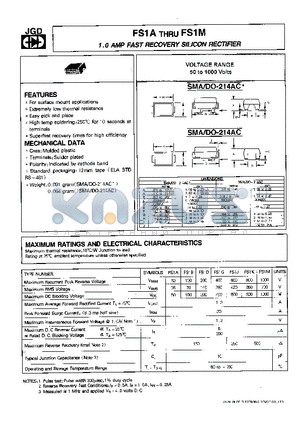 FS1K datasheet - 1.0 AMPS. FAST RECOVERY SILICON RECTIFIER