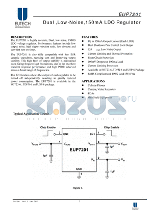 EUP7201 datasheet - Dual ,Low-Noise,150mA LDO Regulator