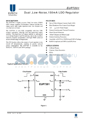 EUP7201-1.8VIR1 datasheet - Dual ,Low-Noise,150mA LDO Regulator