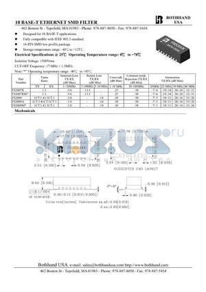 FS2007RM datasheet - 10 BASE-T ETHERNET SMD FILTER