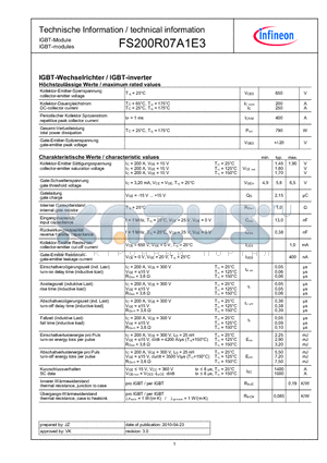 FS200R07A1E3 datasheet - IGBT-modules