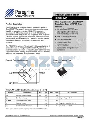 84140-00 datasheet - Ultra-High Linearity UltraCMOS Broadband Quad MOSFET Array