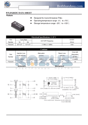 FS2023C datasheet - 10 BAST-T LAN MAGNETICS