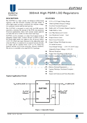 EUP7903 datasheet - 300mA High PSRR LDO Regulators