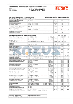 FS20R06VE3 datasheet - IGBT-modules