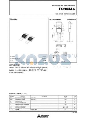 FS20UM-6 datasheet - HIGH-SPEED SWITCHING USE