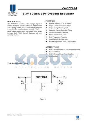 EUP7910A-33CIR1 datasheet - 3.3V 600mA Low-Dropout Regulator