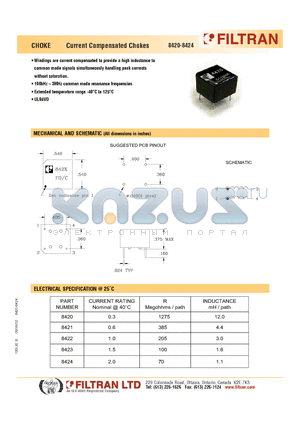 8420 datasheet - CHOKE Current Compensated Chokes