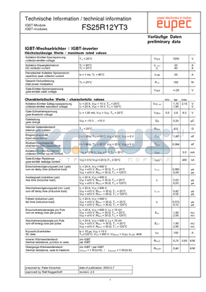 FS25R12YT3 datasheet - IGBT-modules