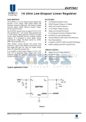 EUP7961-33BIR1 datasheet - 1A Ultra Low-Dropout Linear Regulator