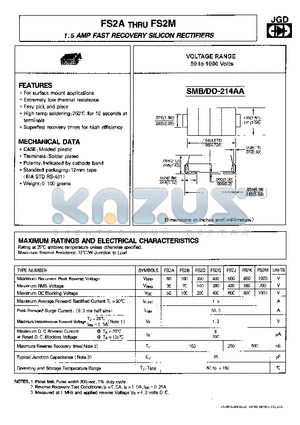 FS2A datasheet - 1.5 AMPS. FAST RECOVERY SILICON RECTIFIER