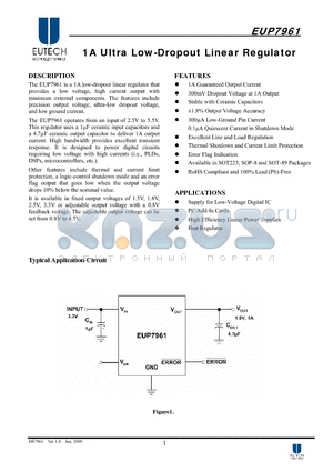 EUP7961B-15BIR1 datasheet - 1A Ultra Low-Dropout Linear Regulator