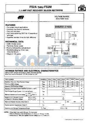 FS2D datasheet - 1.5 AMPS. FAST RECOVERY SILICON RECTIFIER