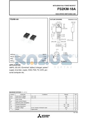 FS2KM-18 datasheet - HIGH-SPEED SWITCHING USE