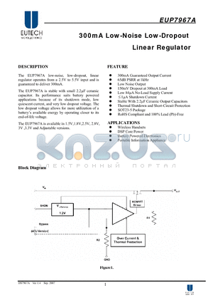 EUP7967A datasheet - 300mA Low-Noise Low-Dropout Linear Regulator