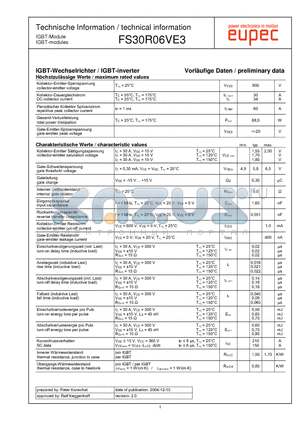 FS30R06VE3 datasheet - IGBT-modules