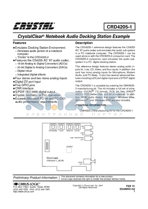 CRD4205-1 datasheet - Notebook Audio Docking Station Example