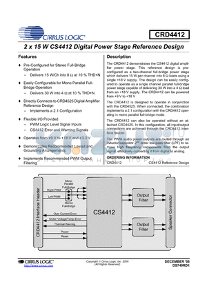 CRD4412 datasheet - 2 x 15 W Digital Power Stage Reference Design