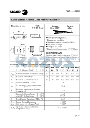 FS3D datasheet - 3 Amp. Surface Mounted Glass Passivated Rectifier