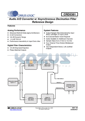 CRD5381 datasheet - Audio A/D Converter w/ Asynchronous Decimation Filter Reference Design